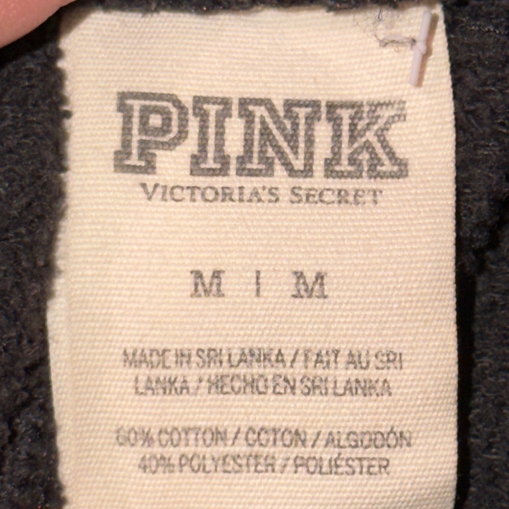 PINK Victoria’s Secret Medium Black Joggers Sequin Logo Sweatpants Athleisure - Picture 9 of 10